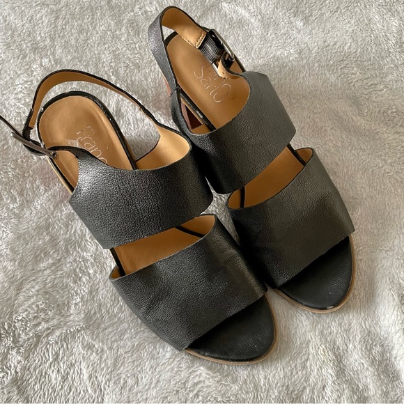 Franco Sarto Chunky Leather Block Heel Sandals 8.5 - Picture 2 of 8